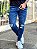 Calça Jeans Masculina Super Skinny Escura Destroyed Joelho - Imagem 4