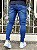 Calça Jeans Masculina Super Skinny Escura Com Puídos Leve - Imagem 5