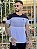 Camiseta Longline Masculina Recorte Cinza Com Branco NY # - Imagem 1