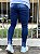 Calça Jeans Masculina Super Skinny Escura Rasgo No Joelho Detallhes - Imagem 4