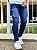 Calça Jeans Masculina Super Skinny Escura Com Puídos Classica - Imagem 2