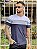 Camiseta Regular Masculina Branca Recorte Cinza/Azul Escritas MILANO # - Imagem 2