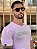 Camiseta Longline Masculina Rosa Claro Escritas Curved Sansation - Imagem 3