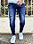 Calça Jeans Masculina Super Skinny Escura Sem Rasgo Detalhes tinta - Imagem 1