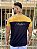 Camiseta Longline Masculina Amarela Recorte Preto # - Imagem 4