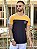 Camiseta Longline Masculina Amarela Recorte Preto # - Imagem 2