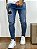 Calça Jeans Masculina Super Skinny Sem Rasgo Respingo Patch Bear - Imagem 2