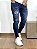 Calça Jeans Masculina Super Skinny Escura Destroyed Patch Brand - Imagem 3