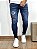 Calça Jeans Masculina Super Skinny Escura Destroyed Patch Brand - Imagem 1