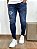 Calça Jeans Masculina Super Skinny Escura Destroyed Patch Brand - Imagem 2