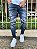 Calça Jeans Masculina Super Skinny Escura Respingo Caveira Dividida - Imagem 1