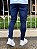 Calça Jeans Masculina Super Skinny Escura Com Forro Vermelho - Imagem 4