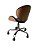 Cadeira Home Office revestida tecido veludo ou material sintético, e madeira em verniz natural (cor freijó) modelo LV40BEC com base estrela cromada rodízios anti-risco e regulagem de altura. Lv Estofados - Imagem 6