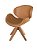 Cadeira Home Office revestida em couro NATURAL (100%) e detalhes em madeira ( cor Freijó). Modelo LV40BMMFCOUNAT com base em madeira maciça e Giratória. Lv Estofados - Imagem 1