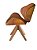 Cadeira Home Office revestida em couro NATURAL (100%) e detalhes em madeira ( cor Freijó). Modelo LV40BMMFCOUNAT com base em madeira maciça e Giratória. Lv Estofados - Imagem 2
