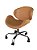 Cadeira Home Office revestida em couro NATURAL (100%) e detalhes em madeira ( cor Freijó ). Modelo LV40BECMFCOUNAT com base estrela cromada e rodizios anti-risco. Lv Estofados - Imagem 3
