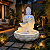 Fonte Decorativa Buda com Cascata, LED e Esfera de Cristal - Imagem 1