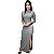 Vestido Longo Feminino Manga Longa Com Fendas Gola Alta - Imagem 9