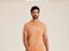 CAMISETA REGULAR MEIA MALHA PENTEADA 19615 LARANJA CLARO - Imagem 1