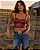 CROPPED DE COURO ZONA COUNTRY VINHO - Imagem 1