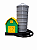 ALIMENTADOR PASSAROS SILO VERDE/AMARELO GRANDE 23X15X22cm - Imagem 1