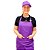 Conjunto de Uniforme Feminino Contendo Boné e Avental Roxo com Camisa Polo Preta - Imagem 3