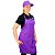 Conjunto de Uniforme Feminino Contendo Boné e Avental Roxo com Camisa Polo Preta - Imagem 2