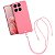 Kit Capa Silicon Veloz para  Motorola Moto Edge 60 +  Cordão Phone Strap Flex - Rosa - Gshield - Imagem 1