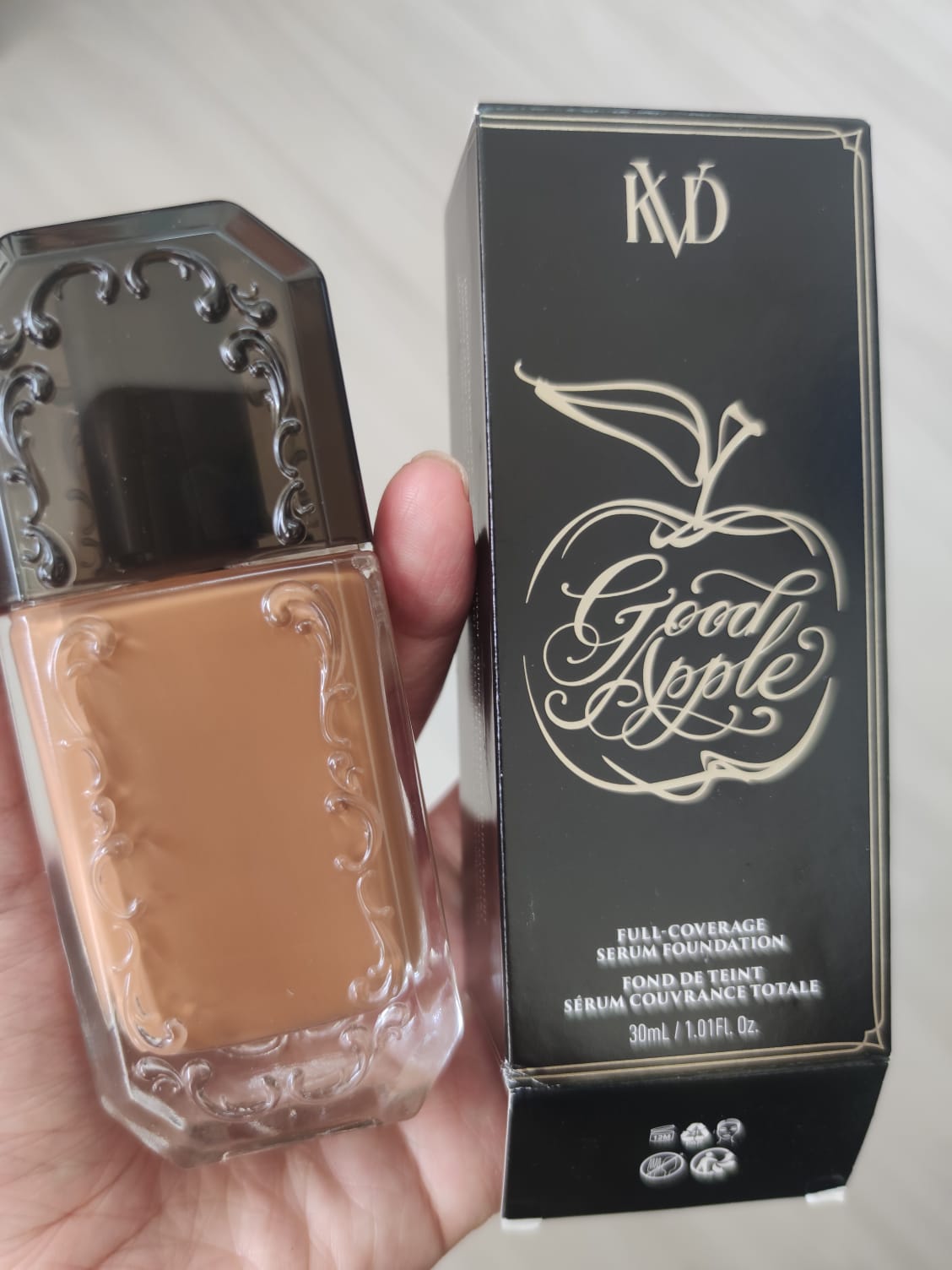 Tan 078 - for tan to deep skin with cool undertones BASE 30ml Good Apple Non-Comedogenic Full-Coverage Serum Foundation - Imagem 2