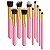 Pincel Kabuki Maquiagem Rosa Popular Cerda Macia Kit 10un - Imagem 1