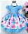 Vestido Azul Infantil Jardim Encantado Das Borboletas Luxo - Imagem 1