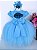 Vestido Infantil Borboletas Soltas Azul Luxo Menina Bonita - Imagem 3