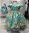 Vestido Infantil Renda Realeza Azul Turquesa - Imagem 1