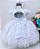 Vestido Infantil Batizado Branco Poá Luxo - Imagem 2
