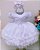 Vestido Infantil Batizado Branco Babados Strass - Imagem 1
