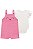 Conjunto baby de Body em Cotton e Jardineira em Moletom Relevo Kukiê Rosa - Imagem 2