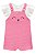 Conjunto baby de Body em Cotton e Jardineira em Moletom Relevo Kukiê Rosa - Imagem 1