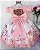 Vestido Infantil Jardim Das Borboletas Rosa Luxo 1/2/3 Anos - Imagem 3