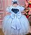 Vestido De Festa Infantil Azul Flores Babado - Imagem 2