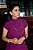 Saia Crepe de Viscose Roxa Midi com Nervuras na Frente e Babados - Imagem 2