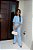 Calça Alfaiataria Azul Pastel Flare com Bolsos de Lapela e Passante - Imagem 8