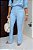 Calça Alfaiataria Azul Pastel Flare com Bolsos de Lapela e Passante - Imagem 1