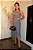 Vestido Linho Cinza Ajustado Reto com Bolsos Verdugos e Saia Oval - Imagem 3