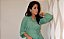 Blusa Jacquard Verde com Nervuras nas Mangas e Elásticos nos Punhos - Imagem 6