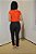 Blusa Crepe Laranja Manga Curta com Nervuras Frontais na Horizontal - Imagem 3
