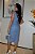 Vestido Linho Azul Reto com Corte Assimétrico no Colo e Viés - Imagem 3