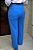 Calça Alfaiataria Azul Turquesa Pantalona com Nervuras nos Joelhos e Recorte Frontal - Imagem 6