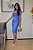 Vestido Linho 100%  Encerado Azul Vestido Reto com Gola U Profunda - Imagem 1