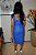 Vestido Linho 100%  Encerado Azul Vestido Reto com Gola U Profunda - Imagem 5