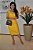 Vestido Linho 100%  Encerado Amarelo Vestido Reto com Gola U Profunda - Imagem 1